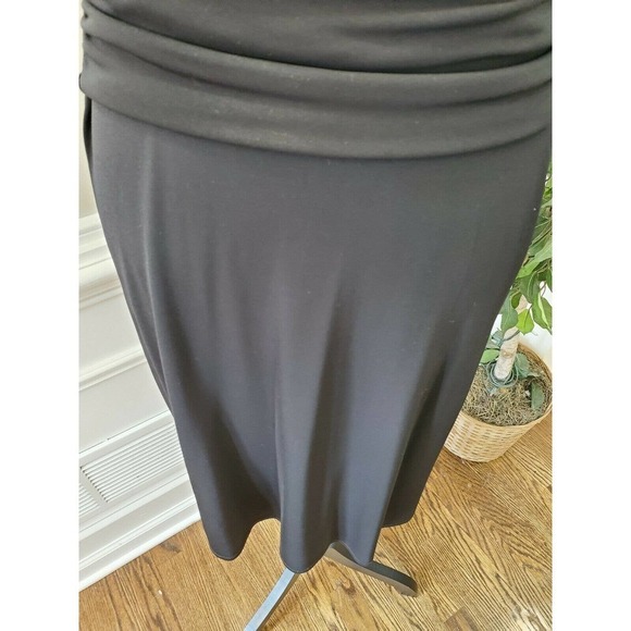 Laundry Women's Solid Black Rayon Halter V-Neck Knee Length Dress Size 4 - Picture 4 of 12